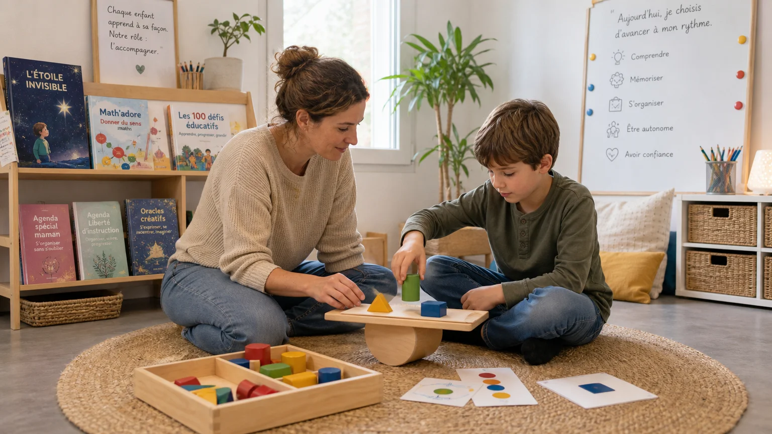 Séance de bilan psychomoteur entre un professionnel et un enfant